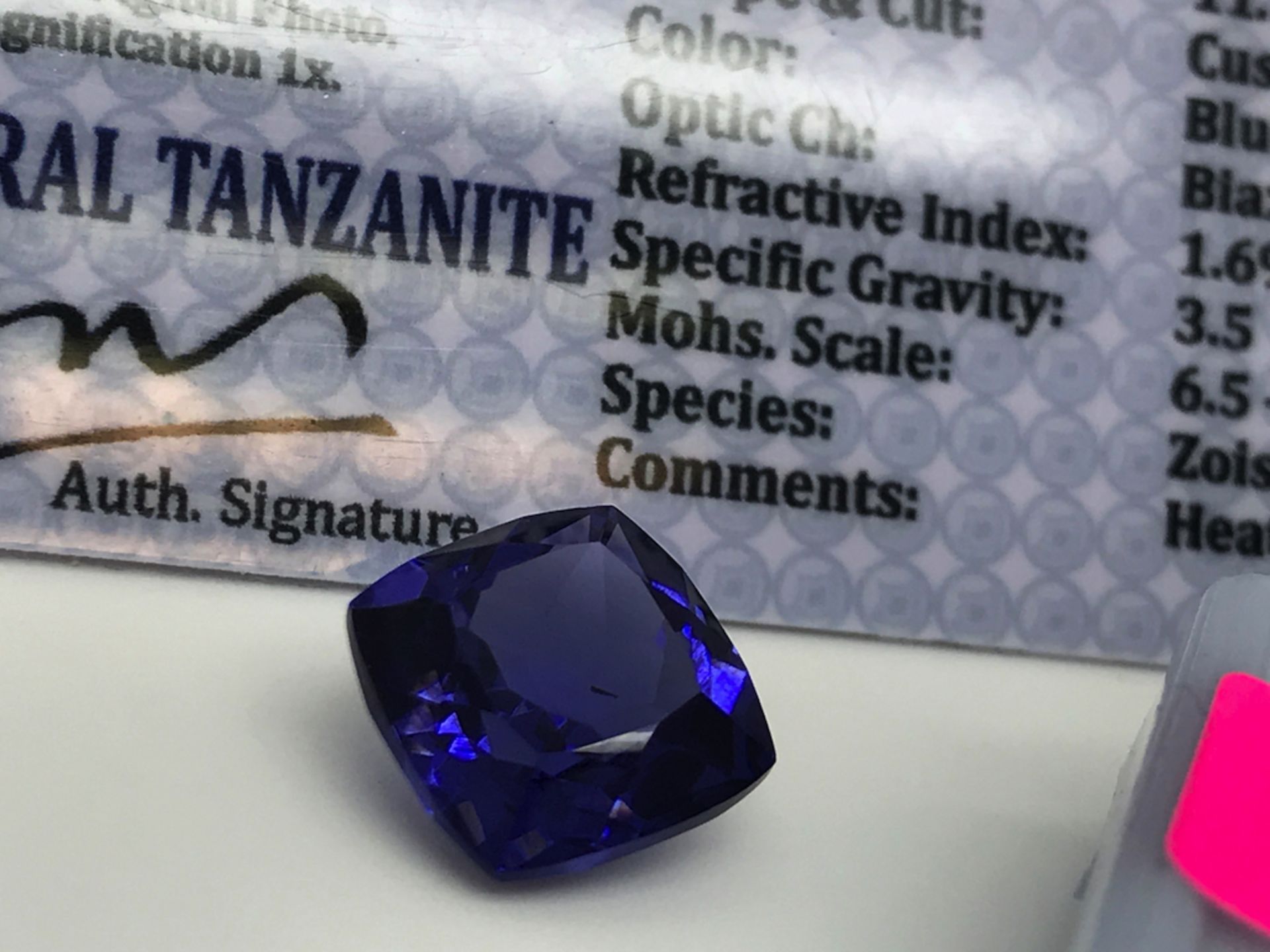 BLUE STONE WITH CARD MARKED TANZANITE - Image 3 of 4