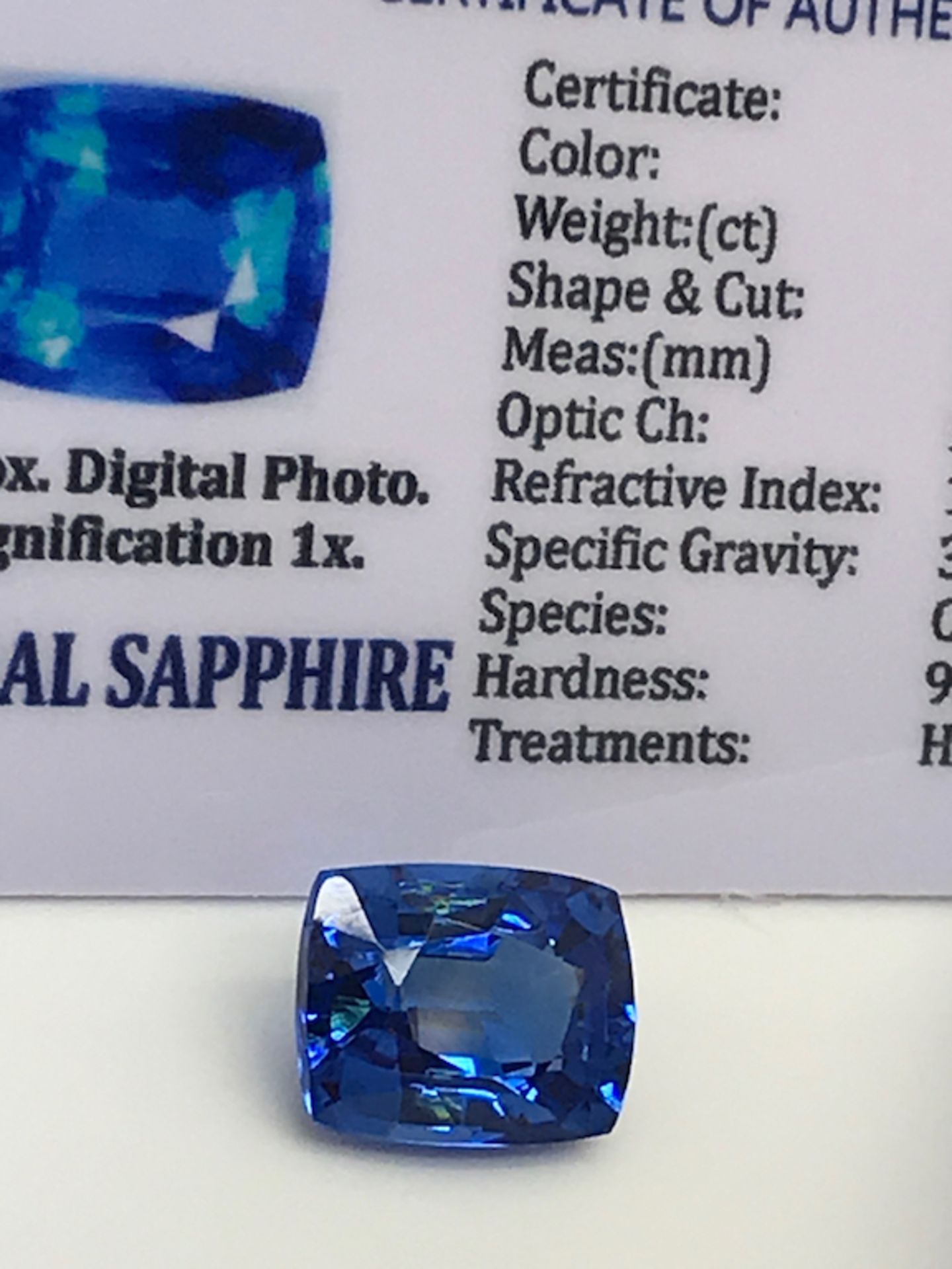 BLUE STONE WITH CARD MARKED SAPPHIRE - Image 2 of 4