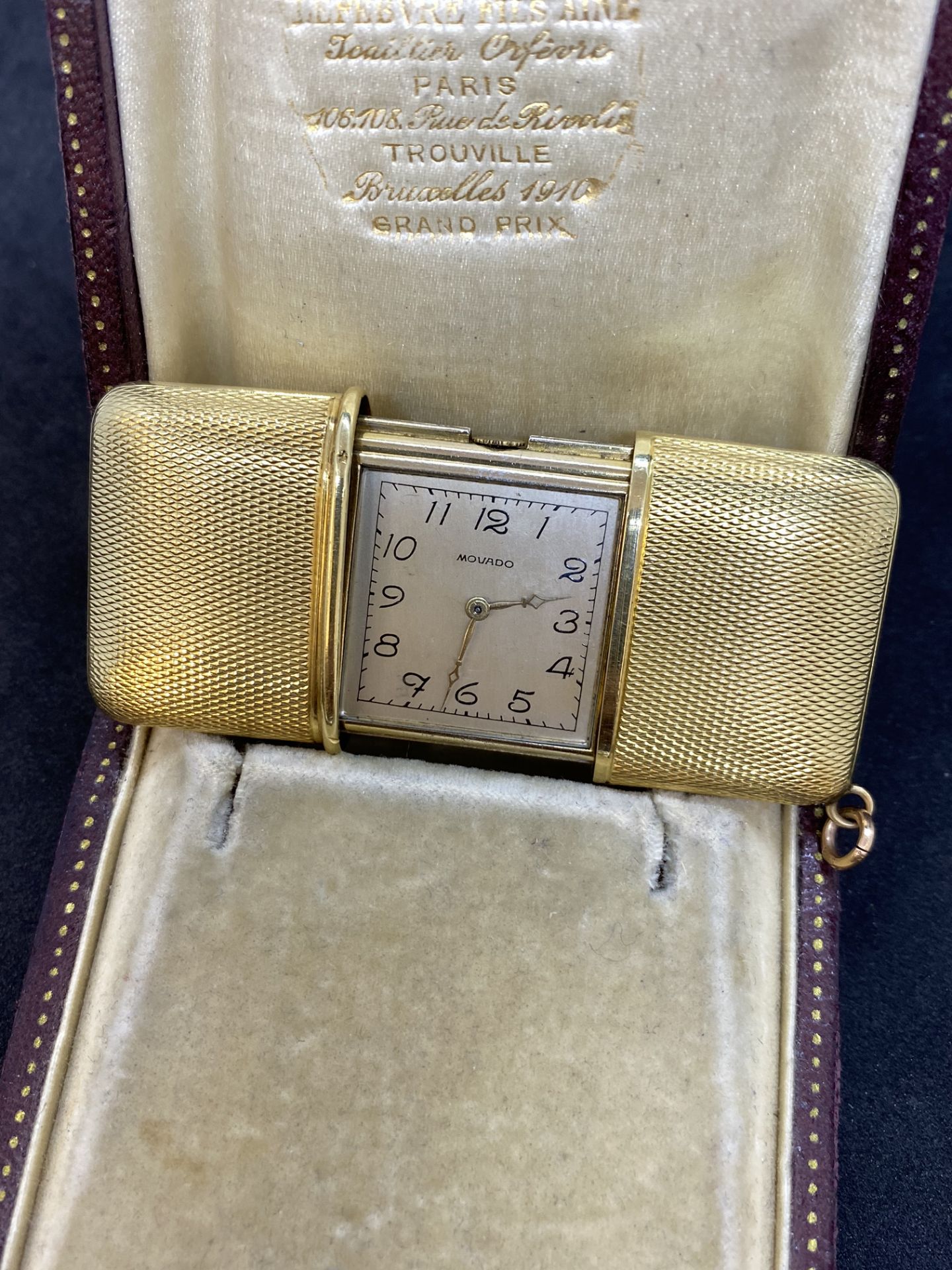 VINTAGE SWISS MOVADO 18ct GOLD CASED TRAVEL CLOCK