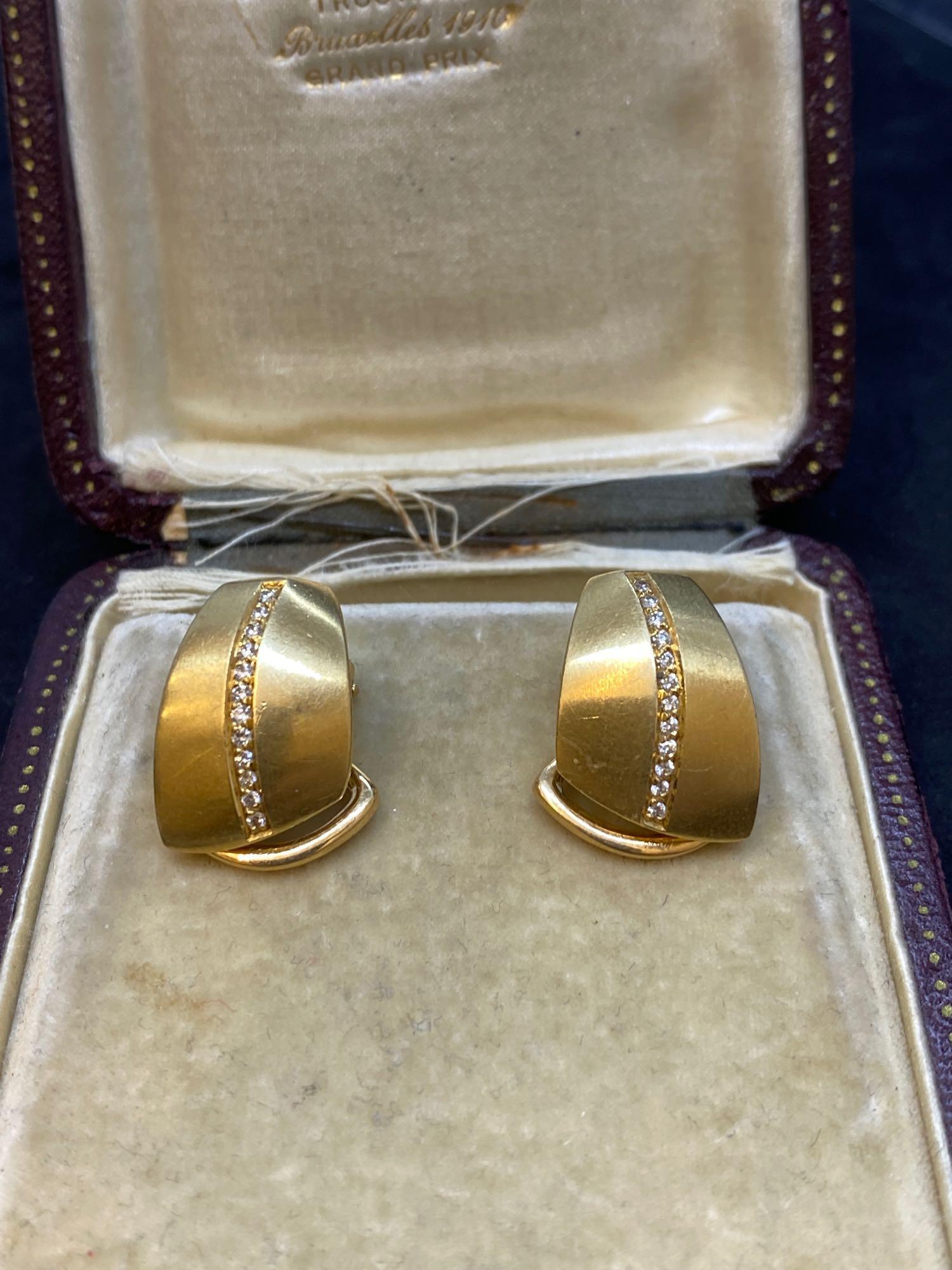 18ct Gold Diamond Set Earrings - 22.4 Grams- 0.50ct Diamonds G/VS