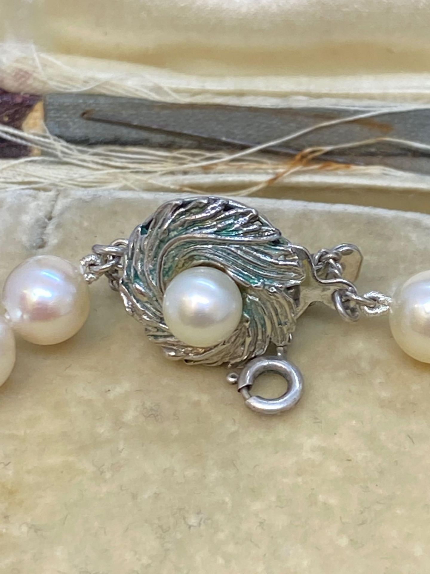 Pearls with Silver Clasp 18" - Image 2 of 3