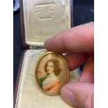 18ct Gold Miniature Enamel Portrait Brooch - 14 Grams