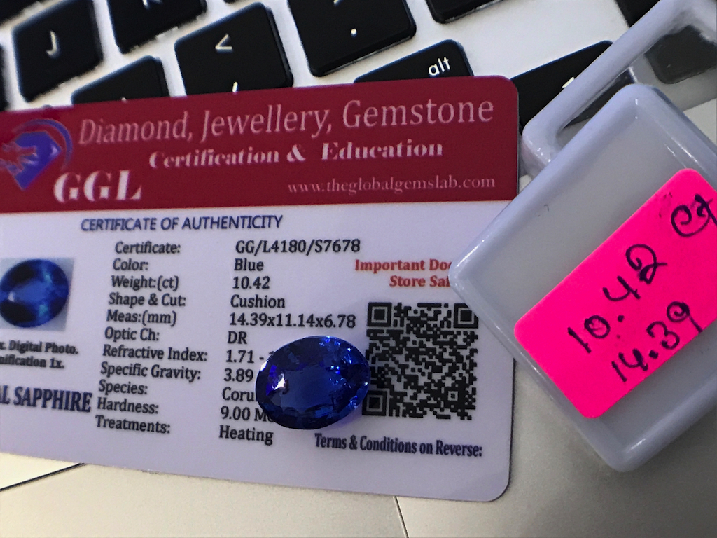 BLUE STONE WITH CARD MARKED SAPPHIRE - Image 2 of 3