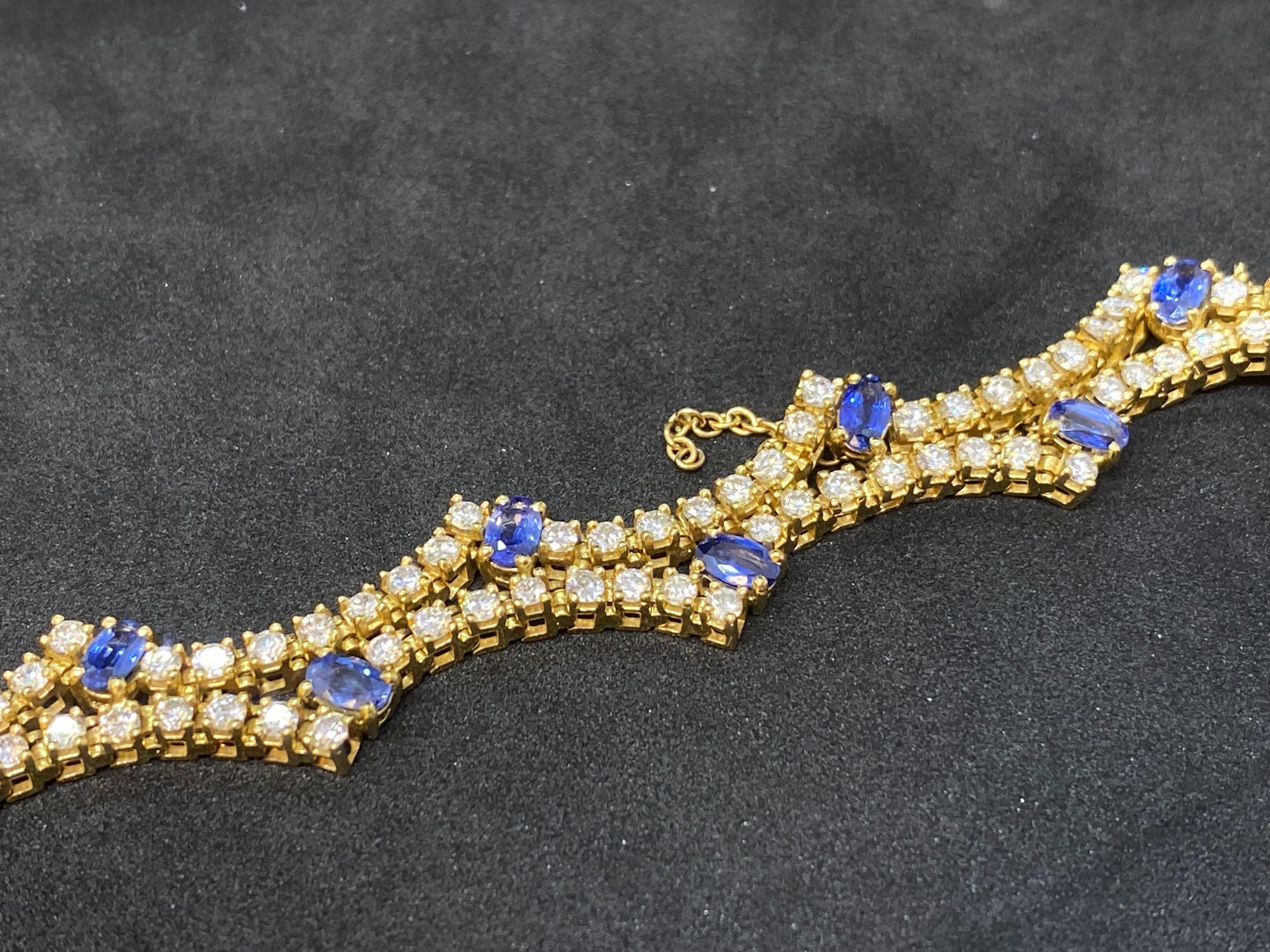 Beautiful 18ct 4.00ct Sapphire & 6.70ct Diamond Bracelet - G/VS-SI - 22.6 Grams - Image 5 of 5