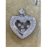 18ct While Gold Diamond set Heart Pendant