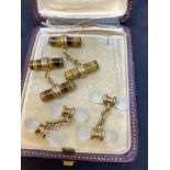 Two Pairs of Vintage Cufflinks 9ct gold & Crystal - 19g