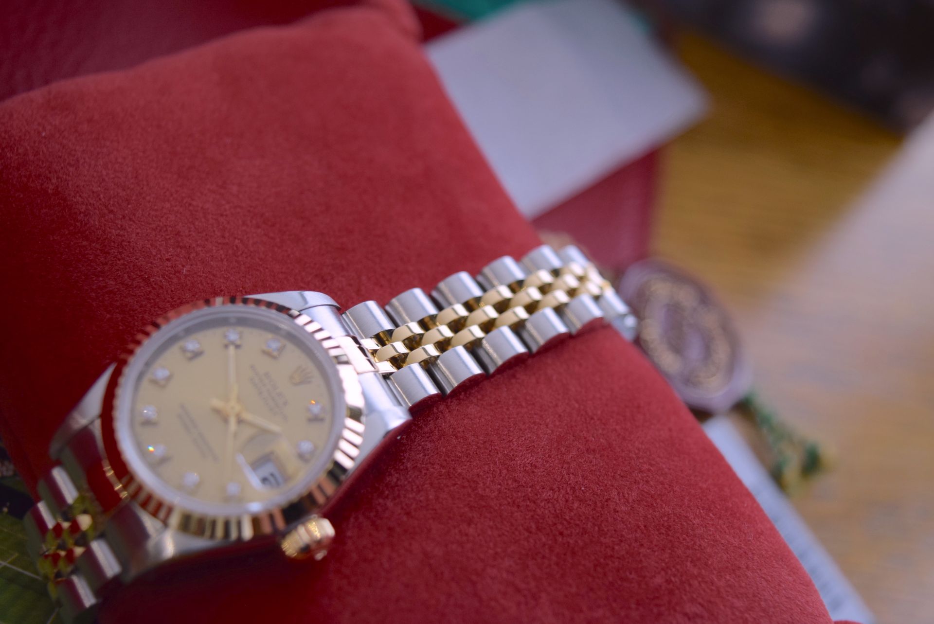 Stunning Rolex 'Datejust' - 18ct Gold & Stainless Steel - Champagne Factory Diamond Dial + Extras - Image 12 of 15