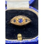 Antique 9ct Gold Sapphire Boat Ring