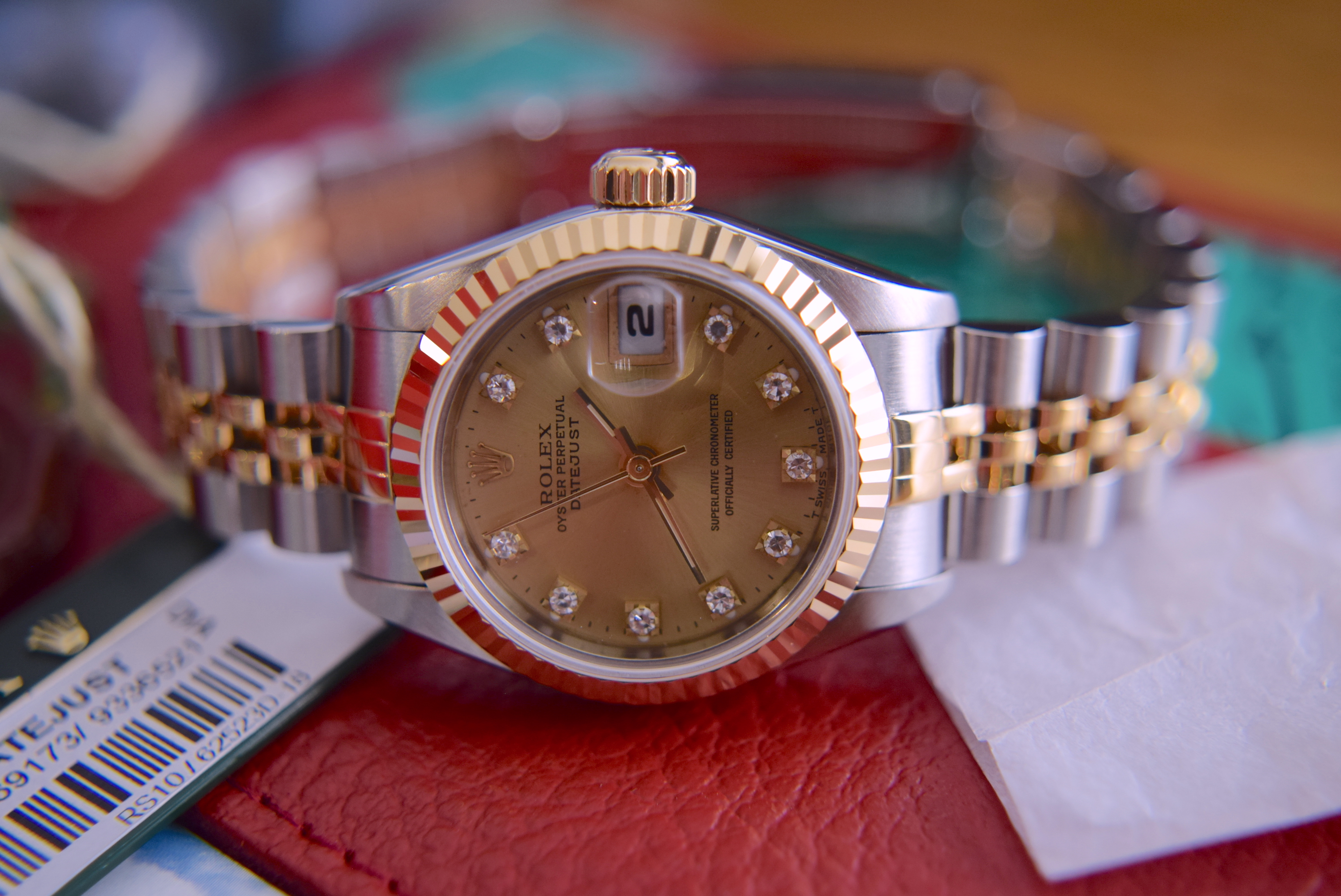 Stunning Rolex 'Datejust' - 18ct Gold & Stainless Steel - Champagne Factory Diamond Dial + Extras - Image 2 of 15