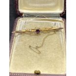 Victorian 9ct Gold Amethyst Set Brooch