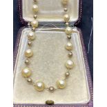 14ct GOLD CULTURED PEARL NECKLACE - 18 GRAMS