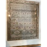 c1790 Sampler by *Elizabeth Gooding* Letters Needle Work 35 x 40cm