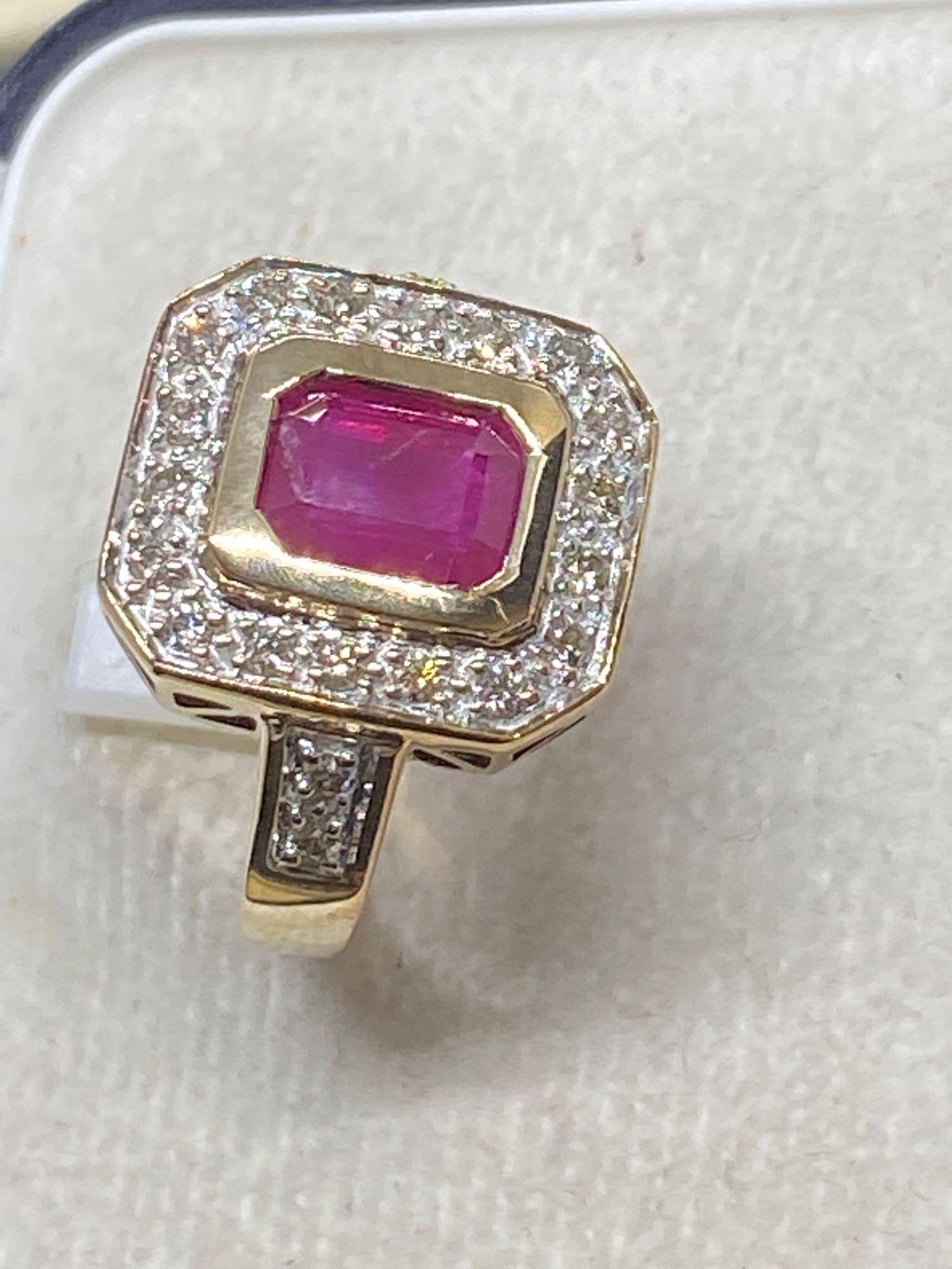 9ct Gold Approx 2.00ct Ruby & 0.60ct Diamond Ring - Approx 6.8 Grams - Image 2 of 4