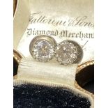 APPROX 3.00ct DIAMOND SOLITAIRE EAR STUDS (APPROX 1.50ct EACH) - TESTED AS WHITE GOLD - VINTAGE