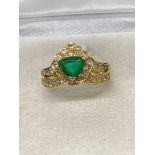 18ct Gold 0.80ct Emerald & 0.50ct Diamond Ring - 3.4 Grams