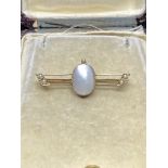 Mother of Pearl & Seed Pearl Set Brooch Tested as at least 9ct Gold