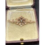 BROOCH SET WITH ROSE DIAMONDS - METAL TESTED AS 14ct GOLD & SILVER