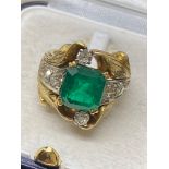 4.50ct Emerald & 1.30ct Diamond Ring - 16.2 Grams