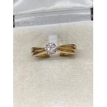 9ct Gold 0.20ct Diamond Solitaire Ring - Approx Size L