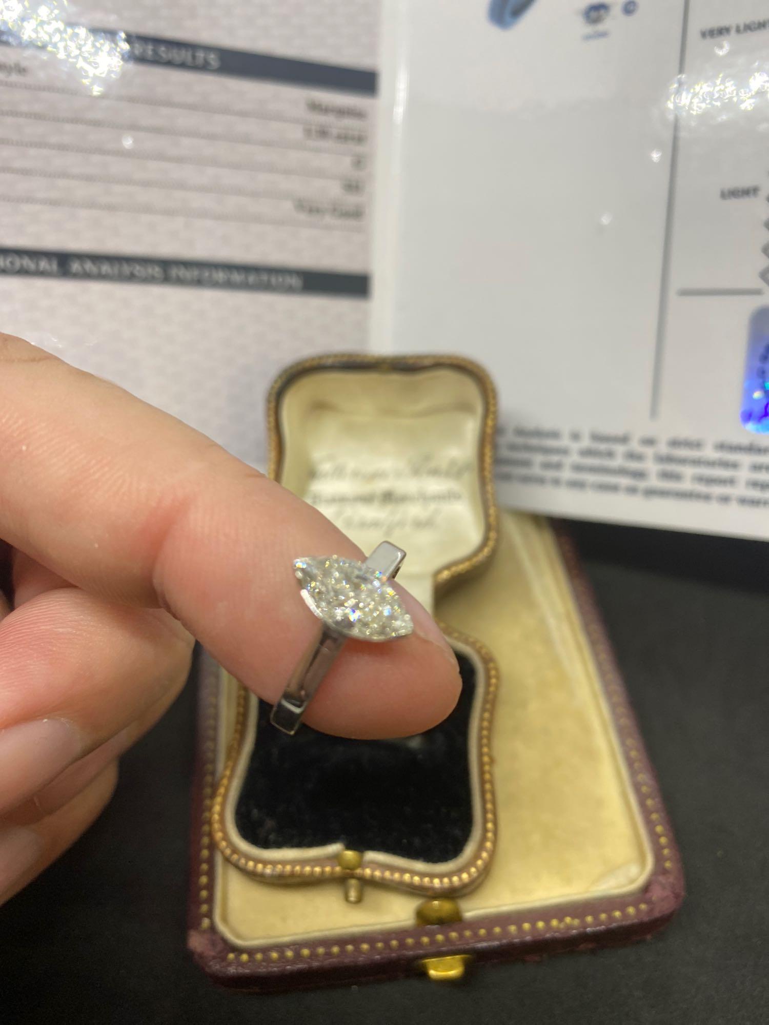 1.30ct G/SI1 Marquise Diamond Ring set in 950 Platinum - 5.09 Grams - Image 6 of 6