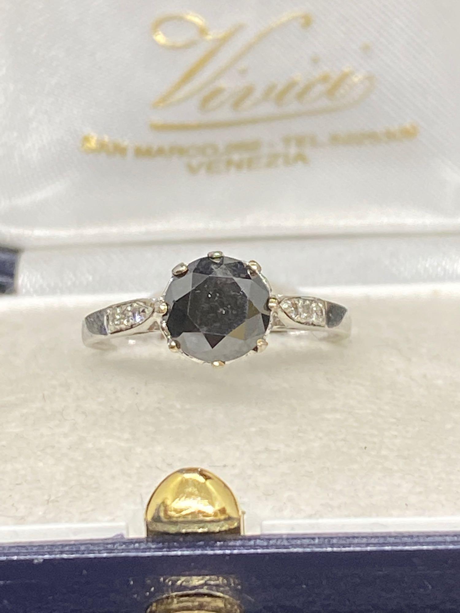 18k Gold Black & White Diamond Ring - Approx Size N