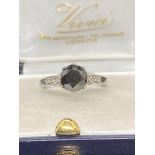 18k Gold Black & White Diamond Ring - Approx Size N