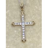 9ct GOLD DIAMOND SET CROSS