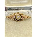 VICTORIAN 15ct GOLD BRILLIANT CUT DIAMOND SET BROOCH