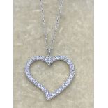 18ct GOLD 0.60ct DIAMOND SET HEART PENDANT WITH 9ct GOLD CHAIN