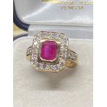 9ct Gold Approx 2.00ct Ruby & 0.60ct Diamond Ring - Approx 6.8 Grams