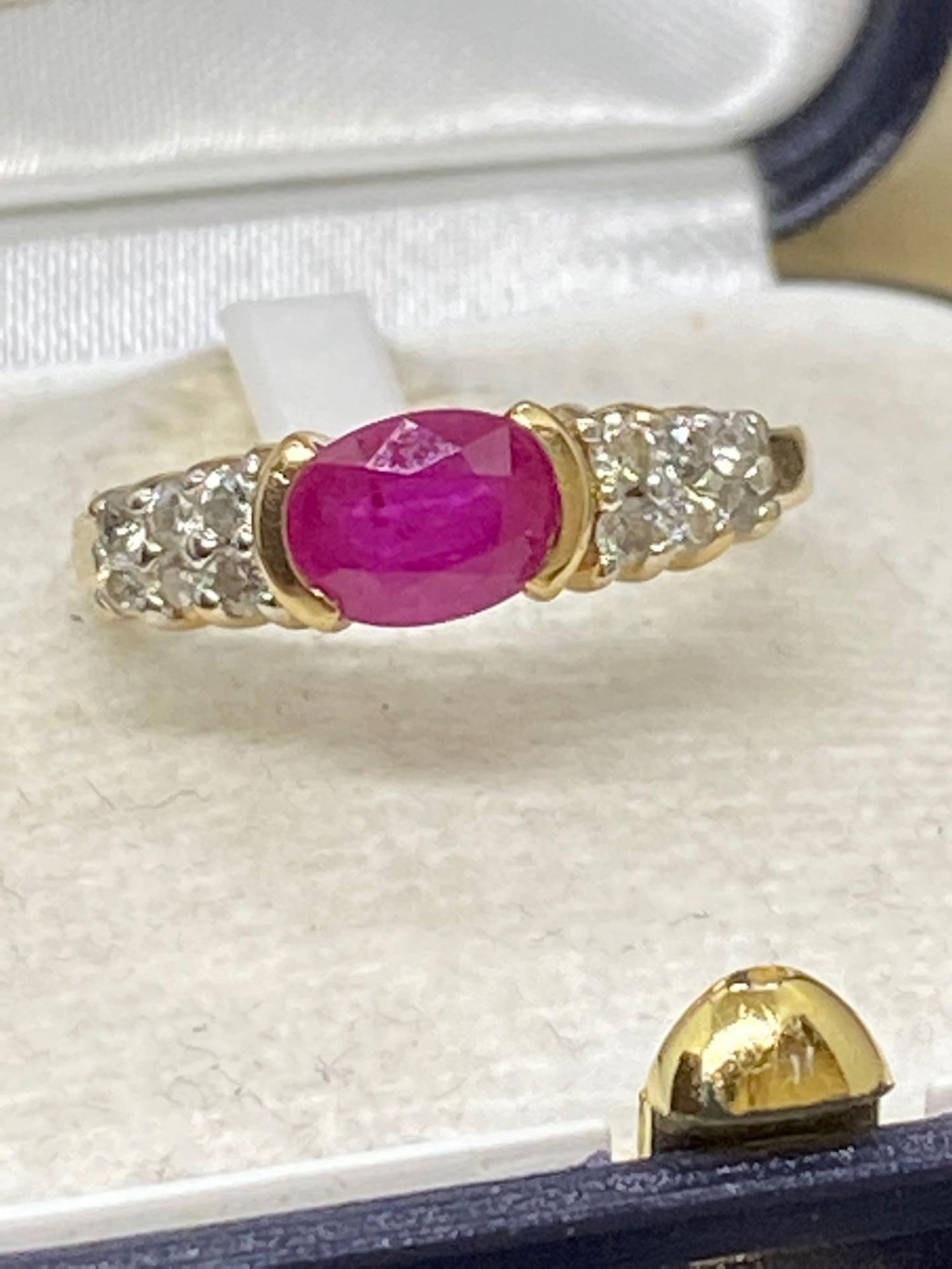 14ct Gold 1.00ct Ruby & 0.25ct Diamond Ring - Approx Size M & 1/2