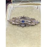 VICTORIAN 15ct GOLD SAPPHIRE & DIAMOND BROOCH