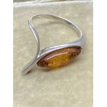 SILVER AMBER SET RING