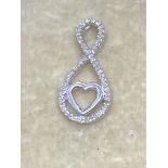 9ct White Gold Diamond Set Infinity Heart Pendant