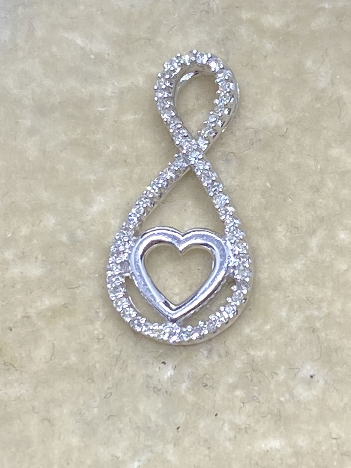 9ct White Gold Diamond Set Infinity Heart Pendant
