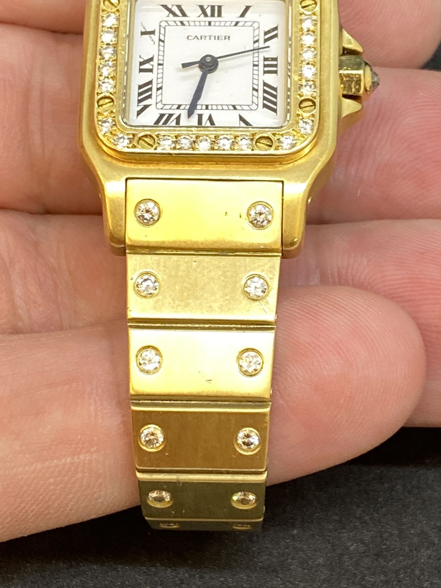 18ct GOLD DIAMOND SET CARTIER SANTOS LADIES WATCH 94 GRAMS - Image 12 of 15