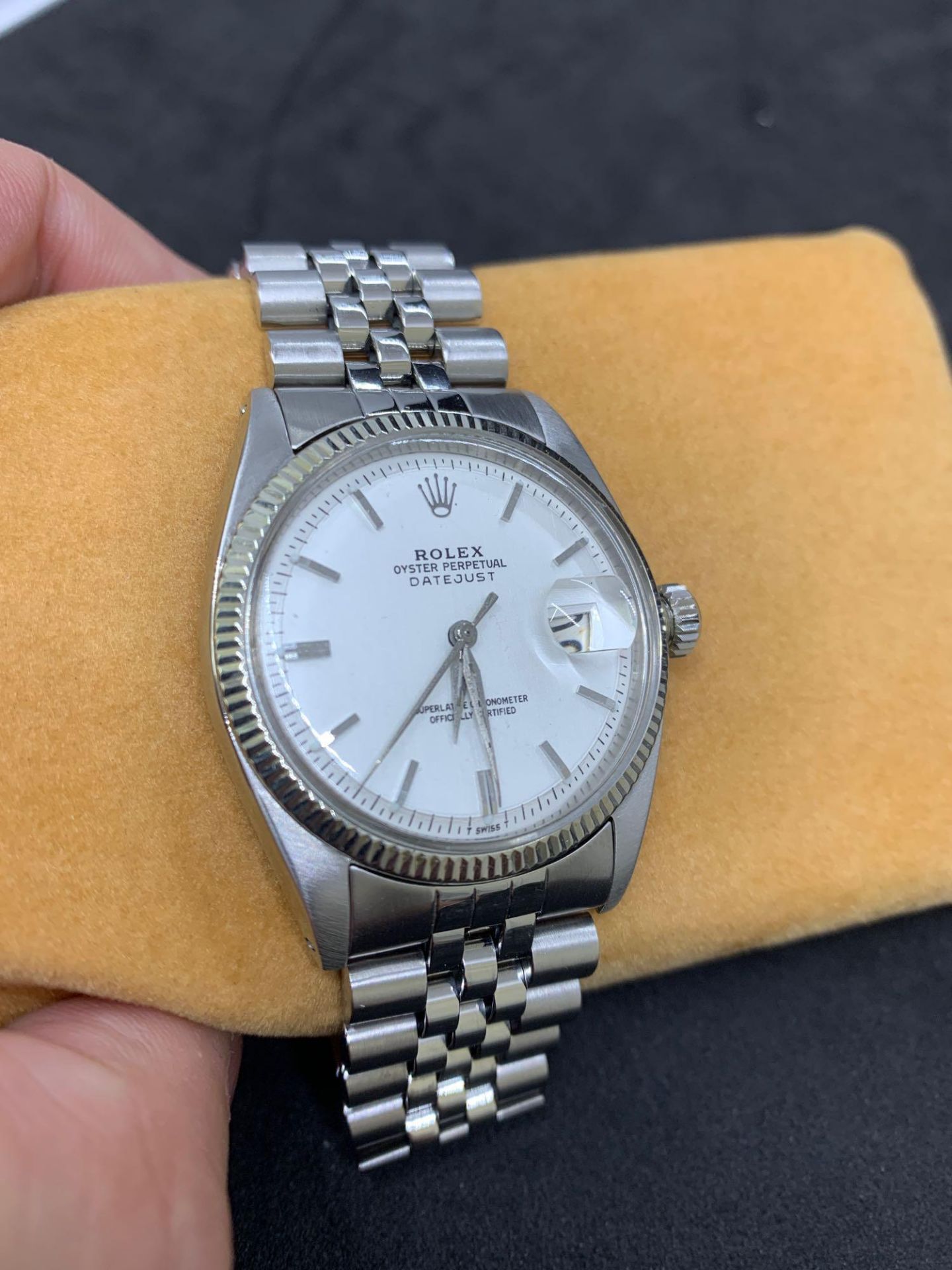 Vintage 1961 Rolex Datejust Stainless Steel & White Gold Watch Silver dial 36mm - Image 2 of 7