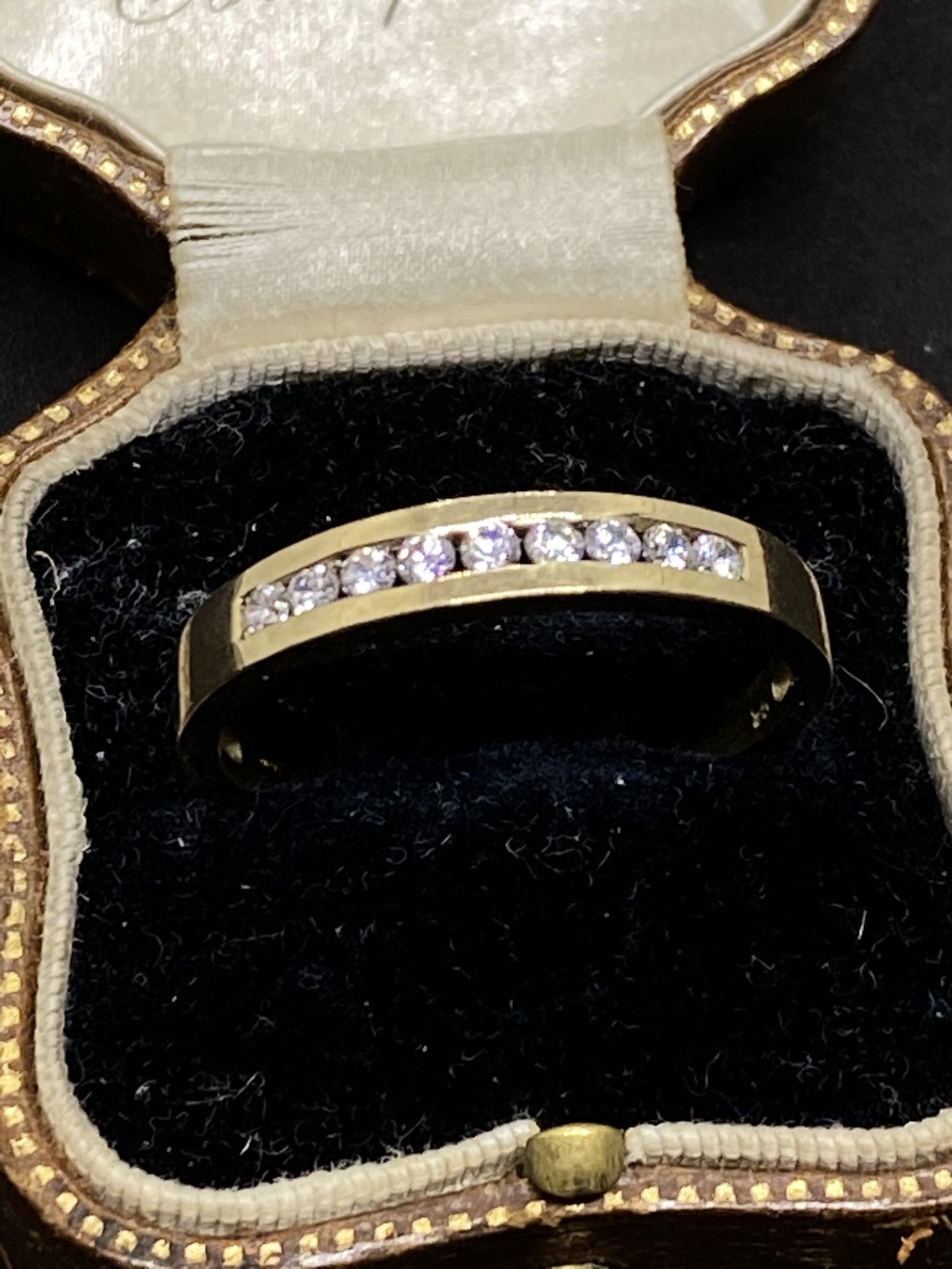 9ct Gold Channel Set Multi White Stone Set Ring