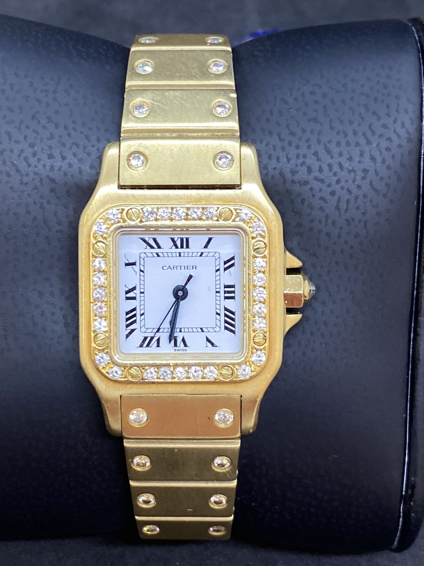 18ct GOLD DIAMOND SET CARTIER SANTOS LADIES WATCH 94 GRAMS - Image 2 of 15