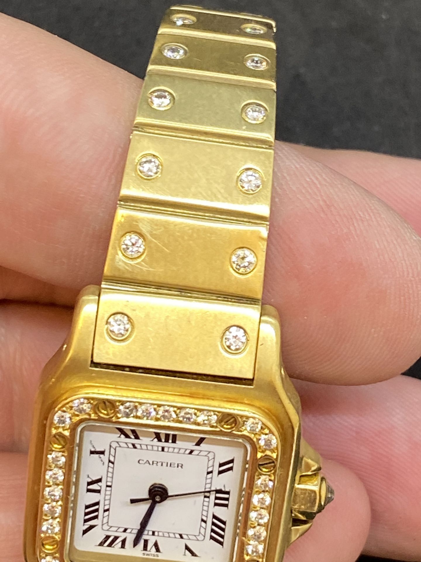 18ct GOLD DIAMOND SET CARTIER SANTOS LADIES WATCH 94 GRAMS - Image 15 of 15