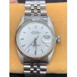 Vintage 1961 Rolex Datejust Stainless Steel & White Gold Watch Silver dial 36mm