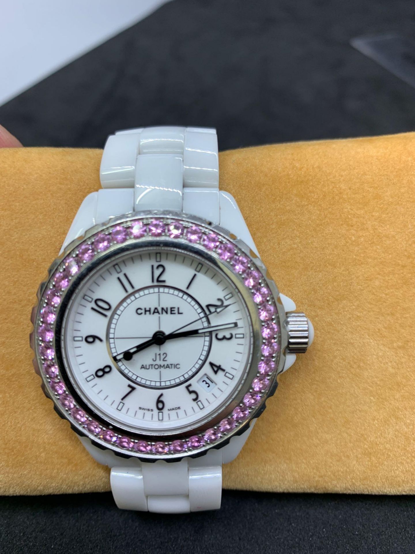 Chanel J12 automatic ceramic watch 42 mm set with Pink Sapphires Small strap
