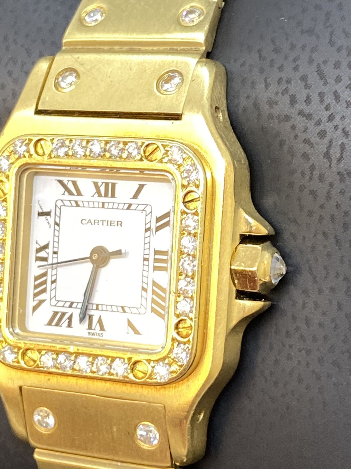 18ct GOLD DIAMOND SET CARTIER SANTOS LADIES WATCH 94 GRAMS - Image 5 of 15