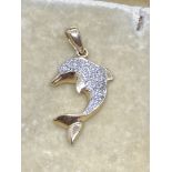 9ct Gold Diamond Set Dolphin Pendant