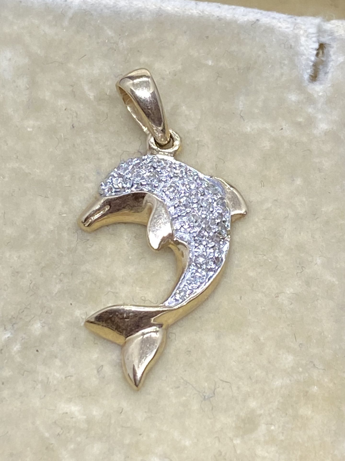 9ct Gold Diamond Set Dolphin Pendant