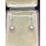18ct Gold Diamond & Pearl Drop Earrings