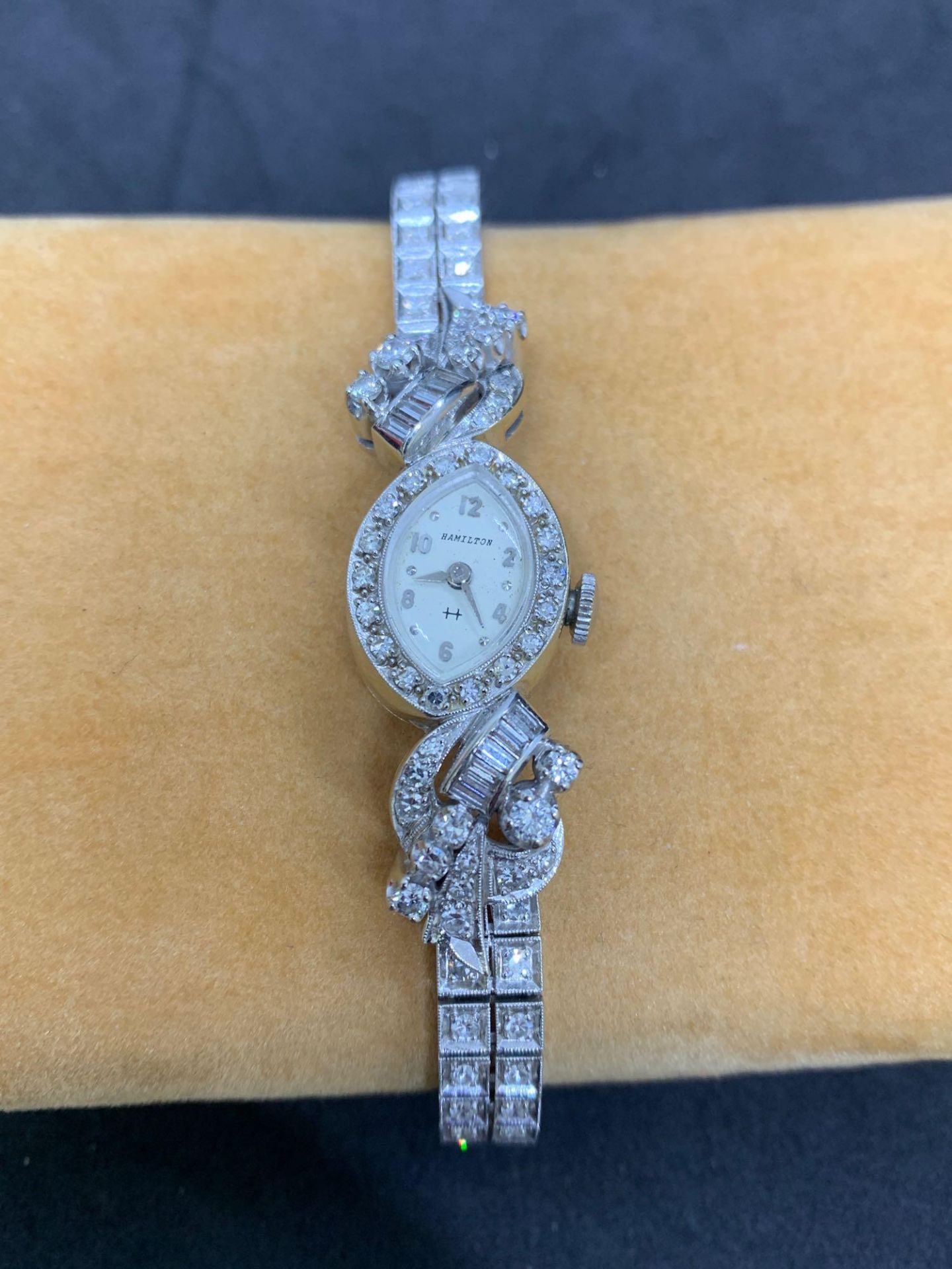 14k Gold Hamilton Vintage Style 3.00ct Diamond Set Bracelet Watch - Manual - 27g - Image 2 of 9