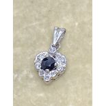 9ct Gold Sapphire & Diamond Pendant