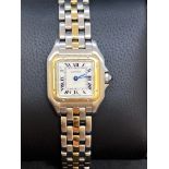 Ladies Cartier Panthère Steel & 3 Row 18ct Quartz 22mm Ivory Dial [166921]