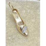 14k Gold Diamond Set Shoe Pendant